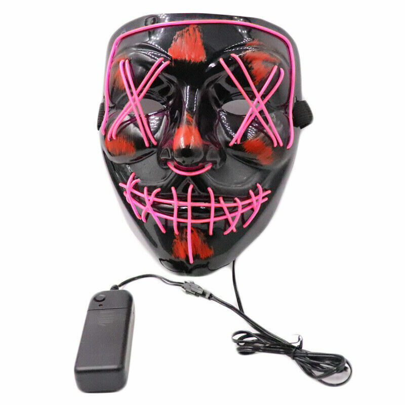 Halloween Clubbing Light up LED Mask Costume Rave Cosplay Party Purge 3 Modes