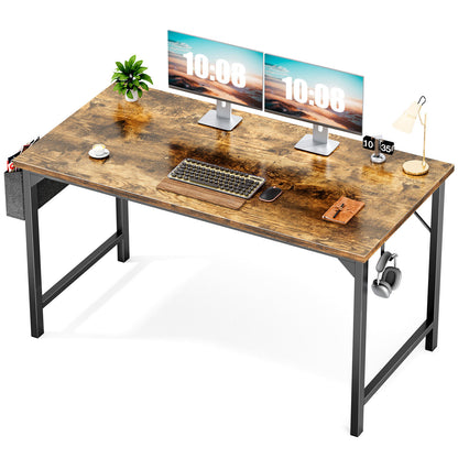 Computer Office Desk Writing Study Work Modern Simple Style Wooden Table with Storage Bag & Iron Hook for Home Bedroom