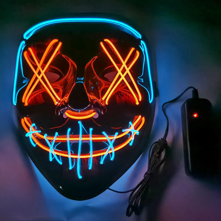 Halloween Clubbing Light up LED Mask Costume Rave Cosplay Party Purge 3 Modes