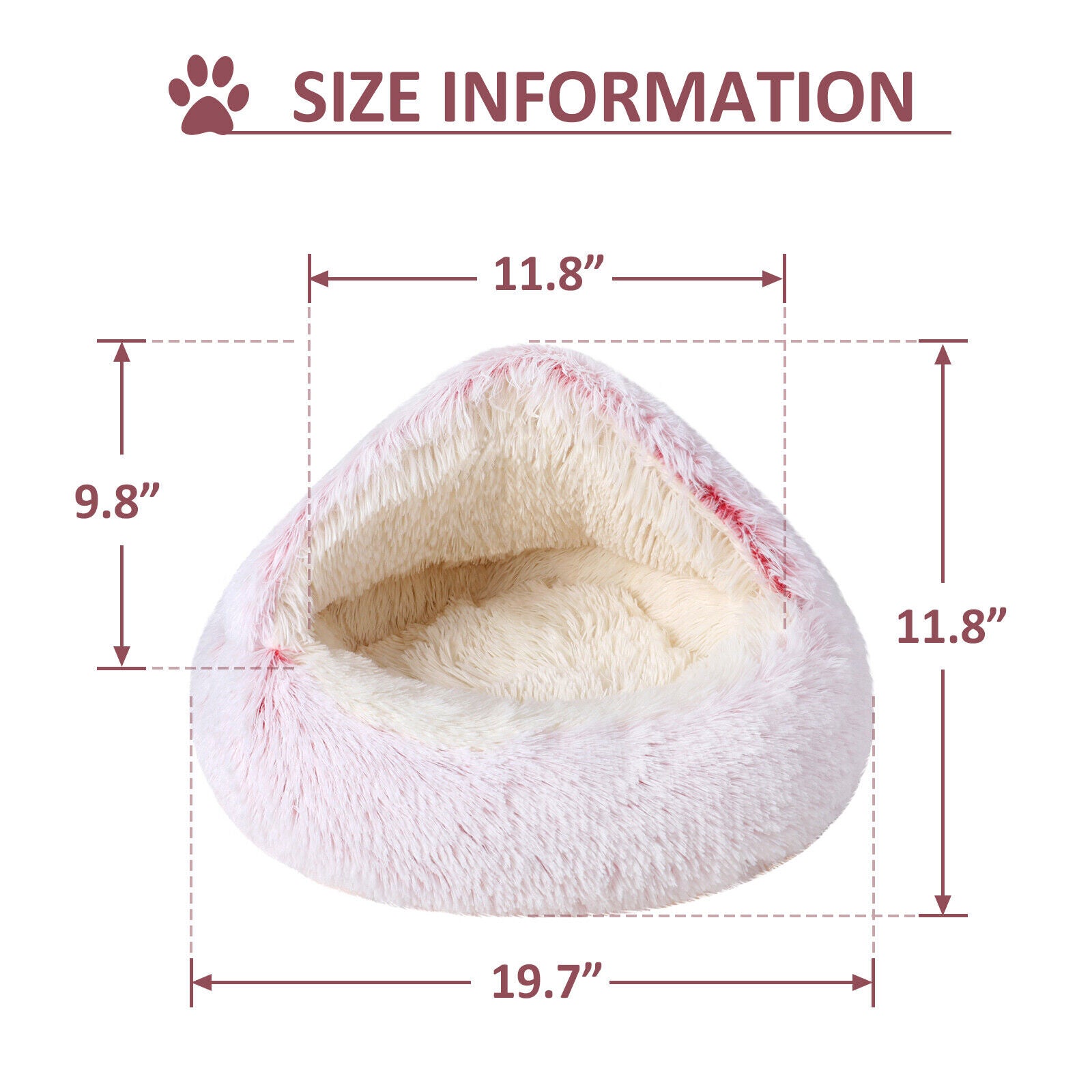 Comfortable Soft Plush Cat Bed Cave – Hooded Pet Bed for Cats & Small Dogs, Self-Warming, Machine Washable, Non-Slip Bottom, Ultra Cozy Design