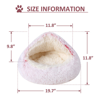 Comfortable Soft Plush Cat Bed Cave – Hooded Pet Bed for Cats & Small Dogs, Self-Warming, Machine Washable, Non-Slip Bottom, Ultra Cozy Design