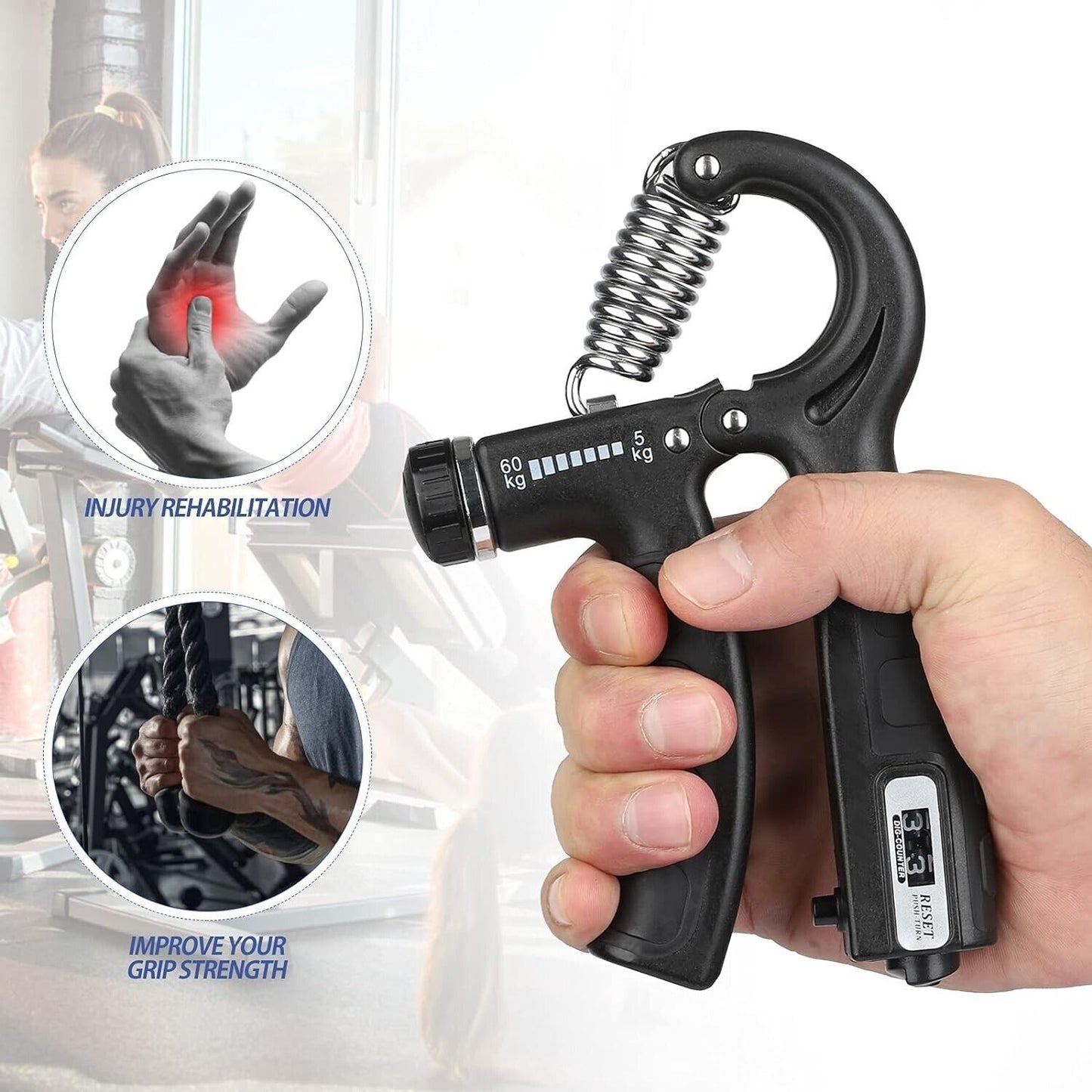 Hand Grip Strengthener Strength Gripper Finger Exerciser Forearm Power Trainer