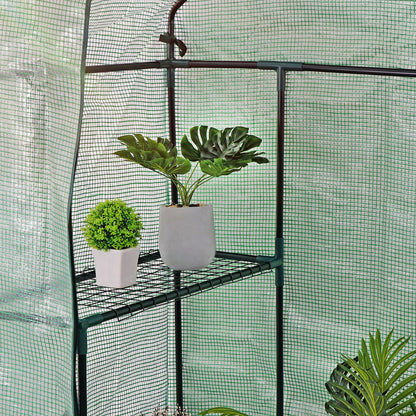 Mini Walk-In Greenhouse with 6 Shelves - 3-Tier Outdoor Planter House, Zippered Door, Weather Protection for Plants, Easy Setup & Durable Design