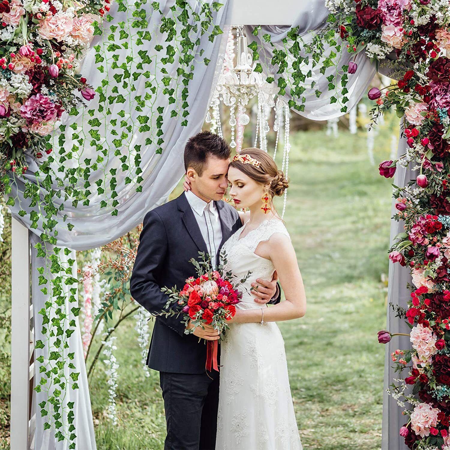 Artificial Ivy Garland, 7.9ft Hanging Vines with Green Leaves, Perfect for Home Decor, Wedding Backdrops, and Aesthetic Makeovers!