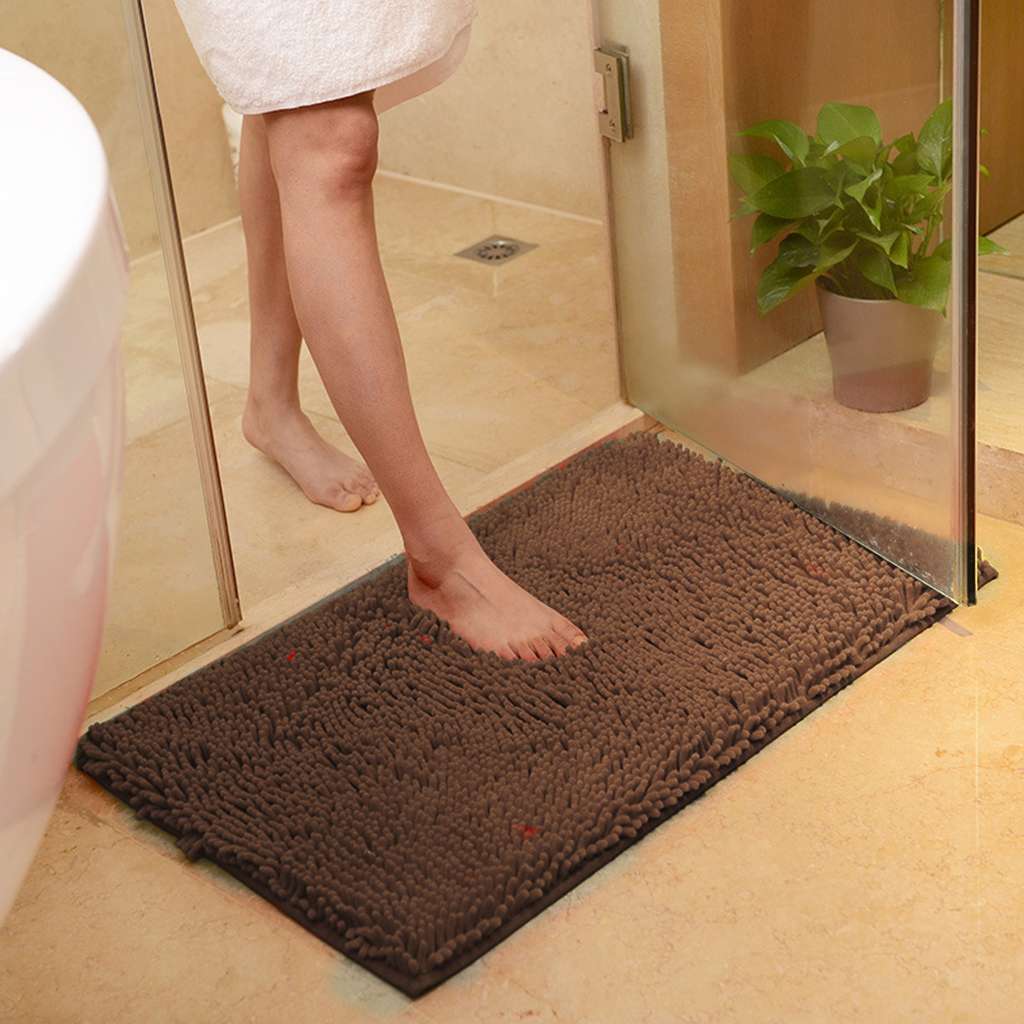 Soft Absorbent Bathroom Rug - Non-Slip Shaggy Bath Mat for Home, Quick-Dry Microfiber, Machine Washable Shower Floor Carpet, Durable & Stylish