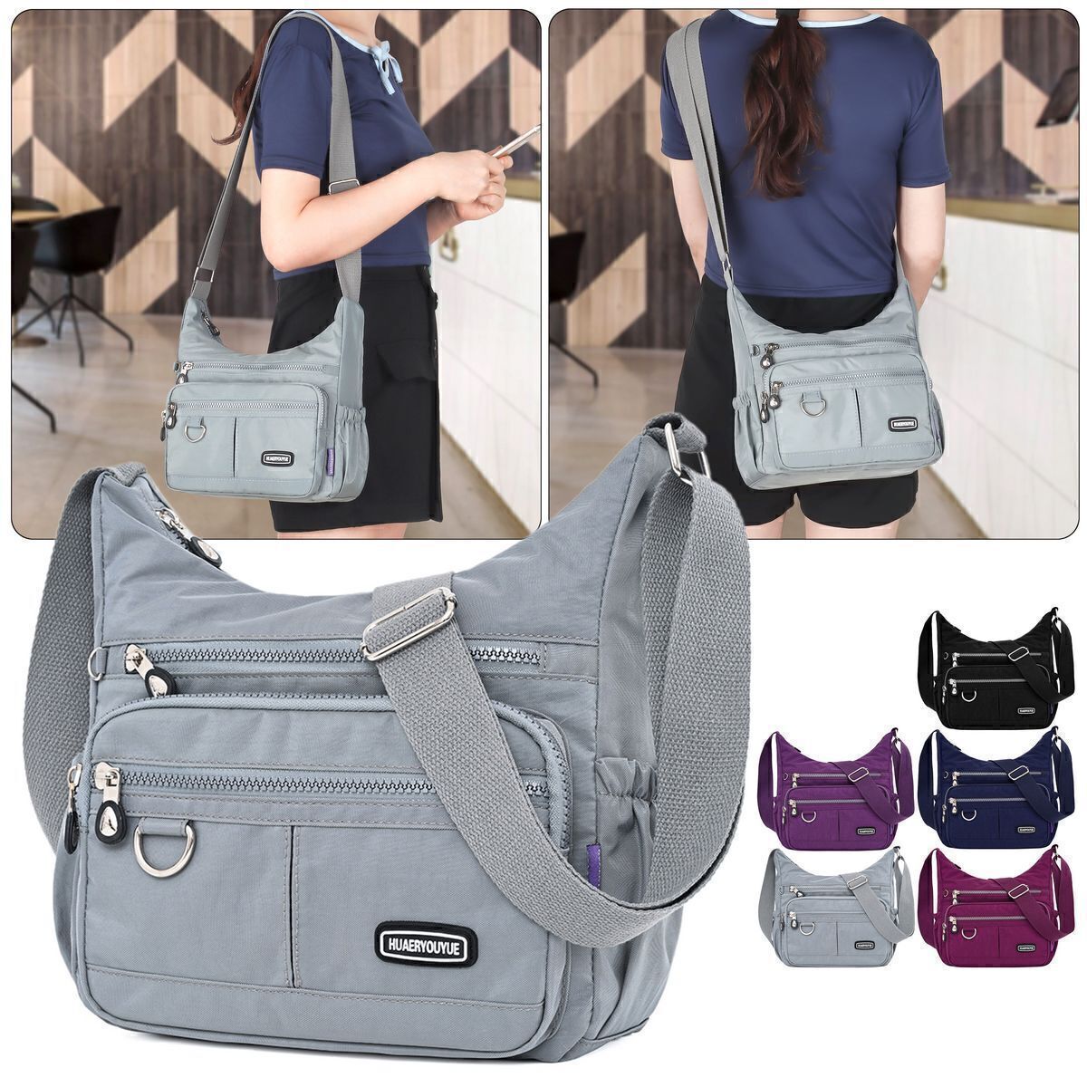 Waterproof Ladies Crossbody Bag | Large Nylon Shoulder Purse with Multi Pockets | Stylish, Durable & Perfect for Travel or Daily Use