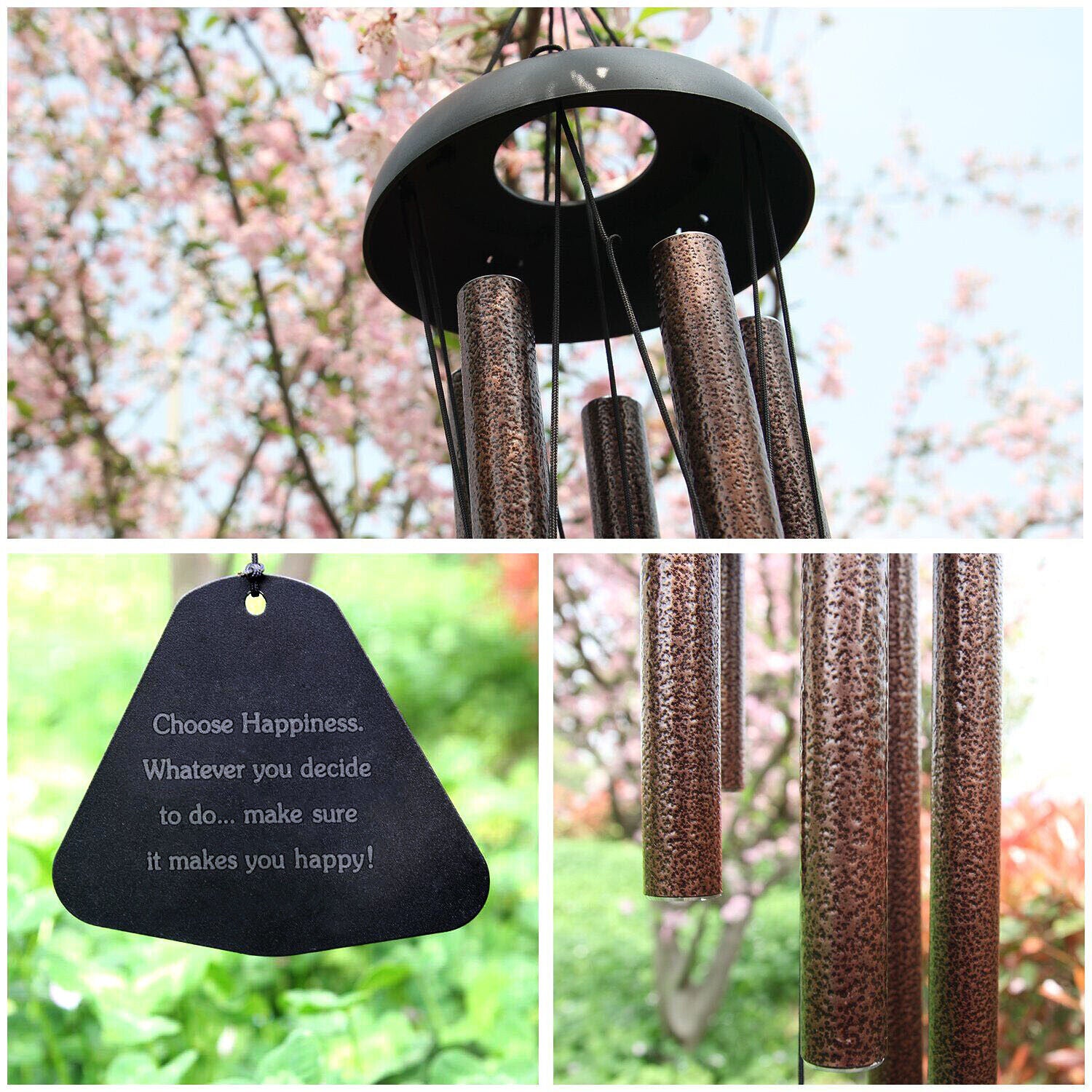 36-Inch Wind Chimes Outdoor Large Deep Tone – Adjustable Tuned Garden Decor, Premium Aluminum, 5 Tubes, Lucky Pendant, Perfect Gift Idea