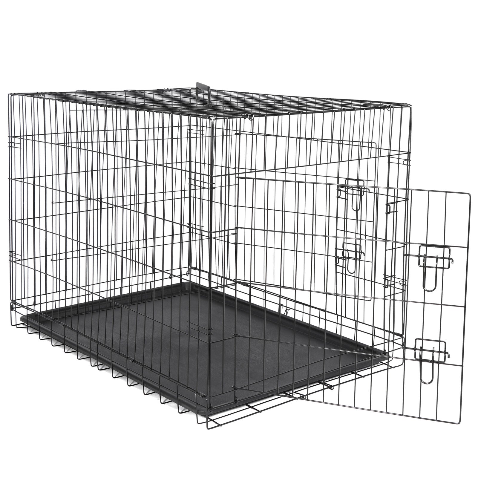 42" Folding Metal Dog Crate Kennel - Double Door Pet Cage with Tray, Secure Slide-Bolt Latches, Easy Clean & Travel Friendly Design for Dogs