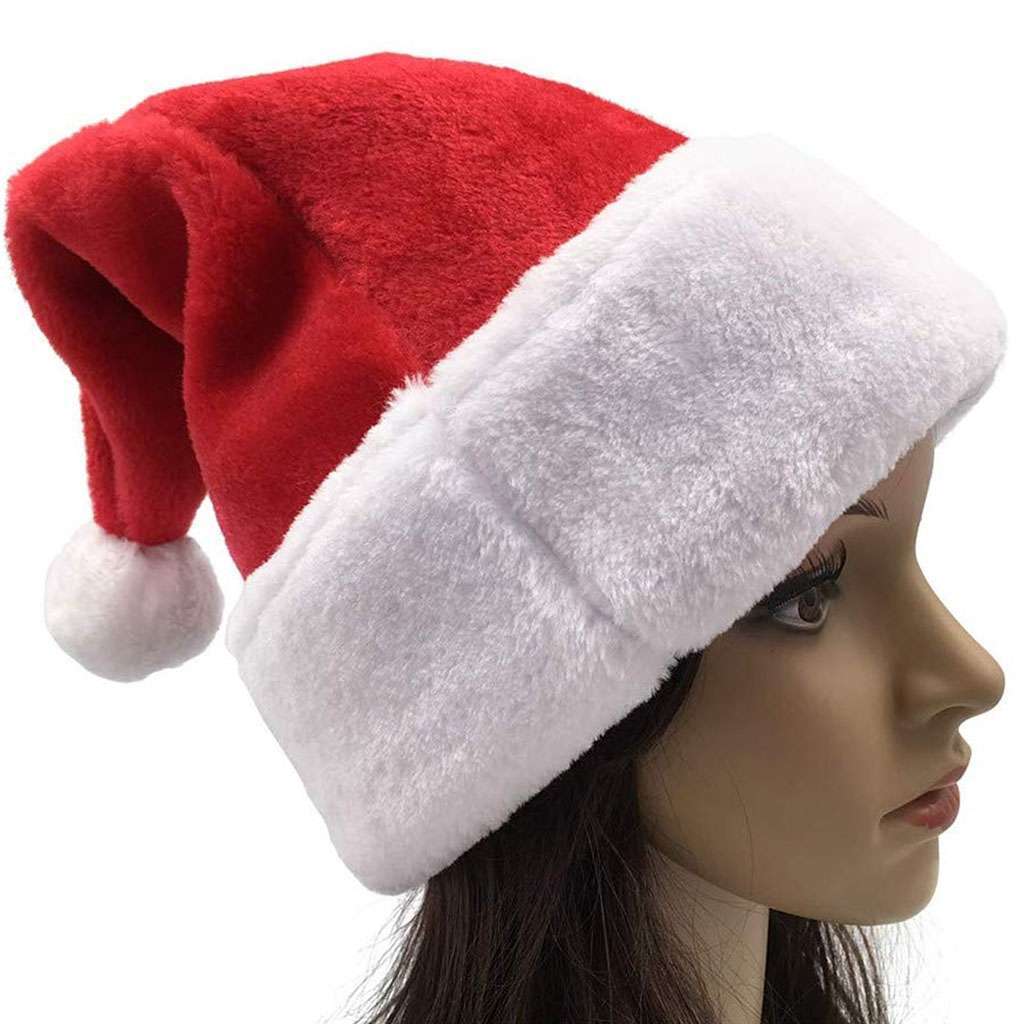 Christmas Santa Hat Adults & Kids | Warm Plush Xmas Cap for Holiday Party Cosplay | Classic Festive Costume Hat for Family, Teens, & School Events