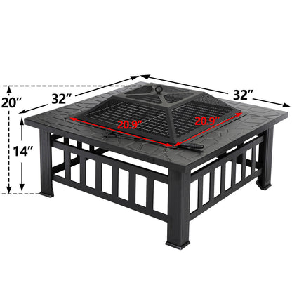 Outdoor Fire Pit Patio Heater with Cover - Steel Backyard Fireplace, 22-32 Inch Wood Burning Stove, Lightweight Design & Stylish Bronze Finish