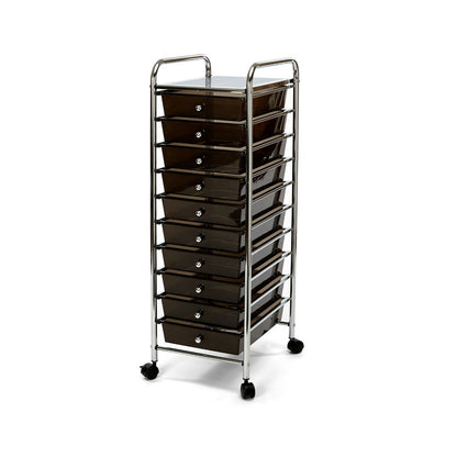 10-Drawer Organizer Cart with Chrome Finish | Classics Rolling Storage Cart for Home, Office, Crafts, and Classroom | Colorful & Versatile