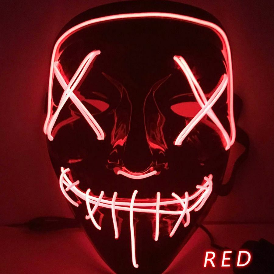 Halloween Clubbing Light up LED Mask Costume Rave Cosplay Party Purge 3 Modes