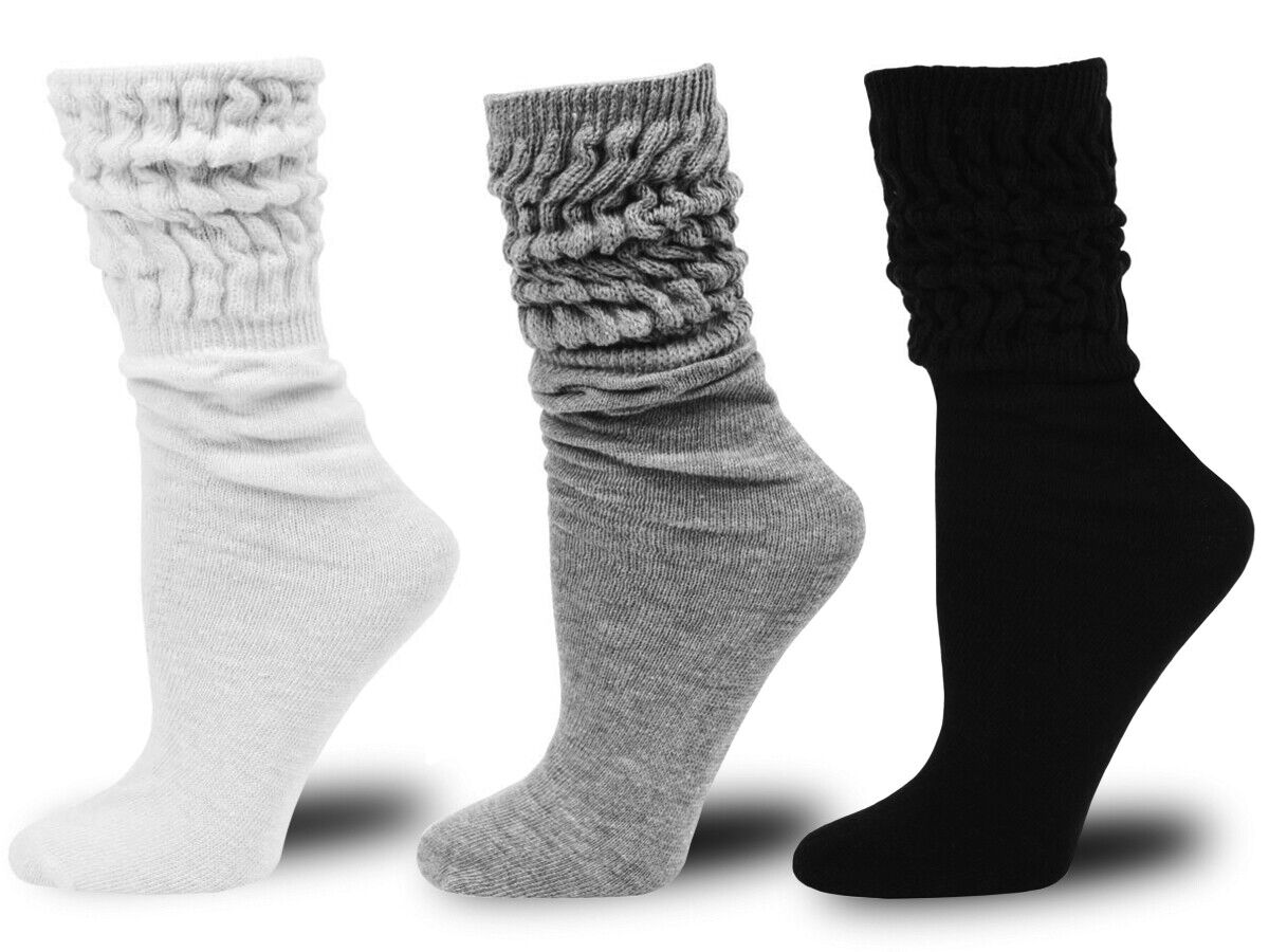 Women's Casual Scrunch Socks 3 Pairs Women'S Slouch Socks Scrunch Cotton