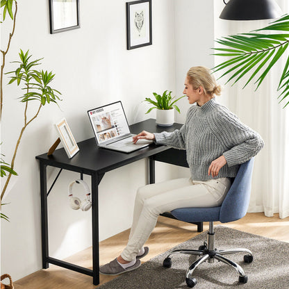 Computer Office Desk Writing Study Work Modern Simple Style Wooden Table with Storage Bag & Iron Hook for Home Bedroom