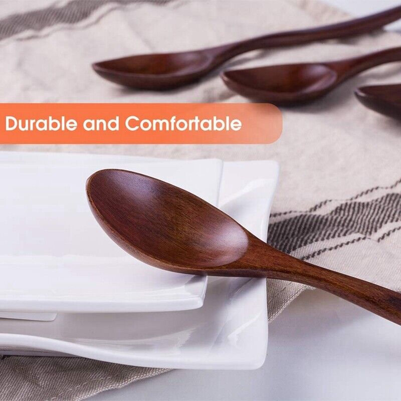 10-Piece Wooden Spoon Set, Long-Handle Natural Wood Utensils for Soup, Cooking & Non-Stick Cookware, Eco-Friendly & Durable Kitchen Must-Have!