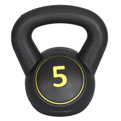 Pro 3-Piece Kettlebell Set with Rack 5, 10, 15lb Weights for Strength Training, Fitness, and Full-Body Workouts, Wide Comfortable Grip, Durable Design