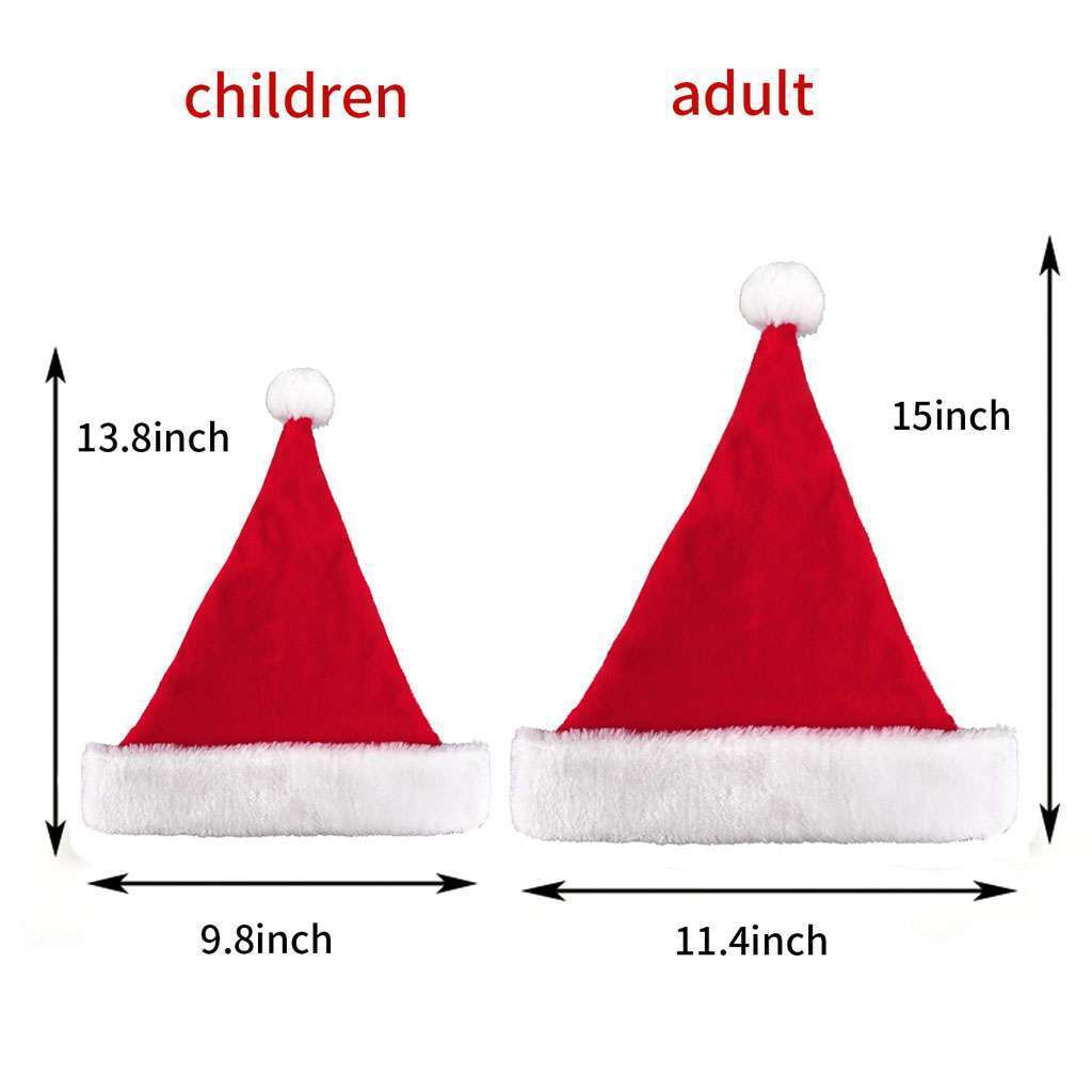 Christmas Santa Hat Adults & Kids | Warm Plush Xmas Cap for Holiday Party Cosplay | Classic Festive Costume Hat for Family, Teens, & School Events