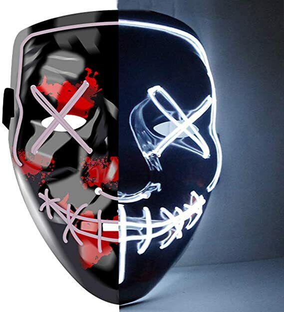 Halloween Clubbing Light up LED Mask Costume Rave Cosplay Party Purge 3 Modes