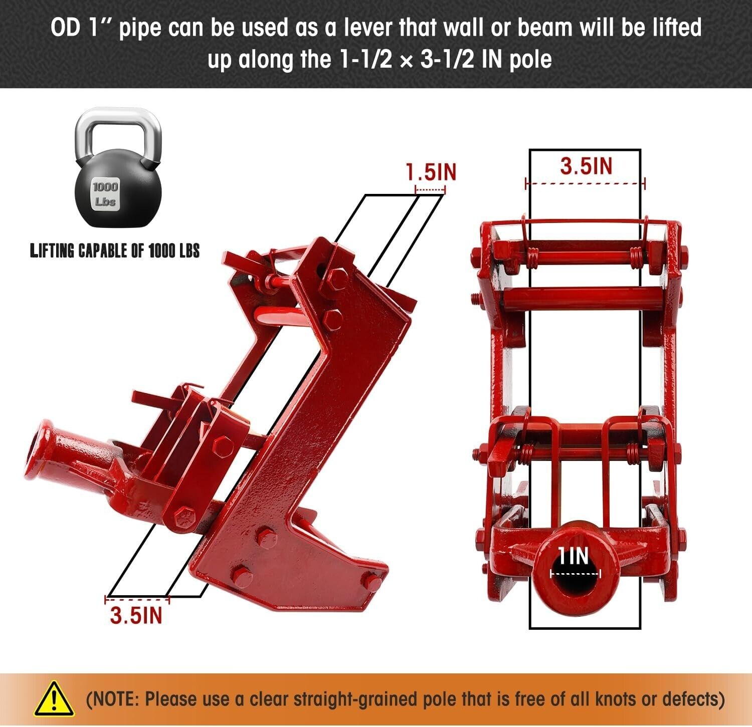 Heavy Duty Wall Jack for Easy Lifting – 1000 lb Capacity, Work Solo Safely, Ideal for Lifting Walls, Beams & More