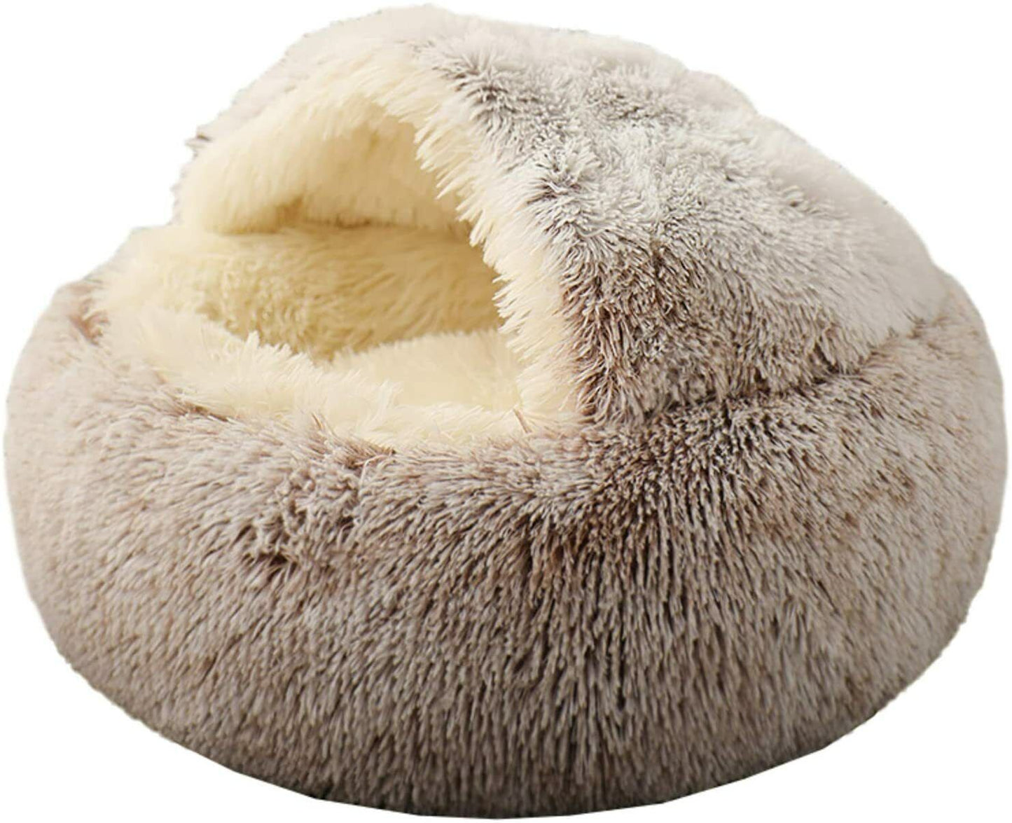 Comfortable Soft Plush Cat Bed Cave – Hooded Pet Bed for Cats & Small Dogs, Self-Warming, Machine Washable, Non-Slip Bottom, Ultra Cozy Design