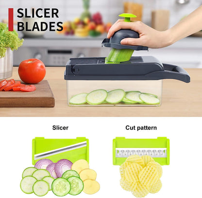 16-In-1 Vegetable Fruit Chopper Cutter Food Onion Veggie Dicer Slicer Kitchen