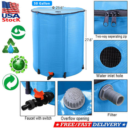 50-200 Gallon Portable Rain Barrel | Folding Water Collector for Outdoor Use | Eco-Friendly, Easy to Store & Perfect for Gardens & Cleaning