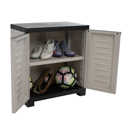 Heavy-Duty Plastic Storage Cabinet with Adjustable Shelf | Durable Utility Organizer for Garage, Office, Closet, or Outdoor Use | Easy to Clean