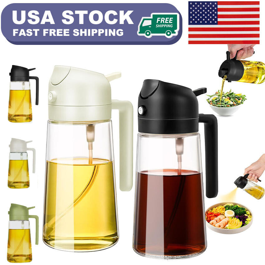 16Oz Oil Dispenser Bottle for Kitchen 2-In-1 Olive Oil Dispenser and Oil Spray