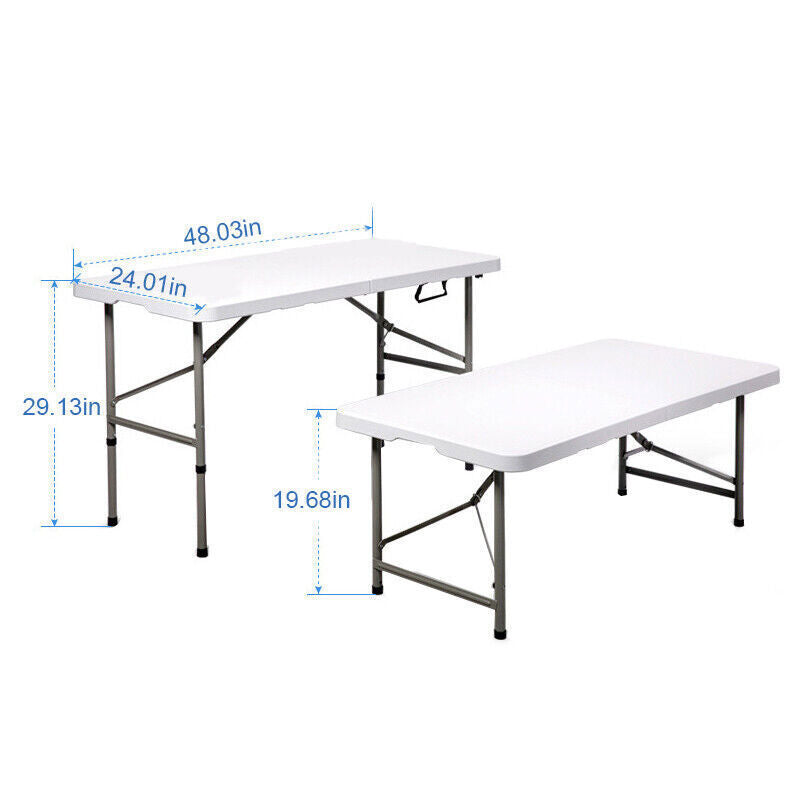 Portable Heavy Duty Folding Camping Table - Adjustable Height, Scratch-Resistant Plastic Desk for Outdoor BBQ, Picnic, Party, Indoor Events