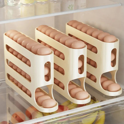 4-layer Egg Storage Box, Refrigerator Egg Storage Organizer, Automatic Egg Rolling Rack, Large Capacity Refrigerator Special Egg Holder Storage Box