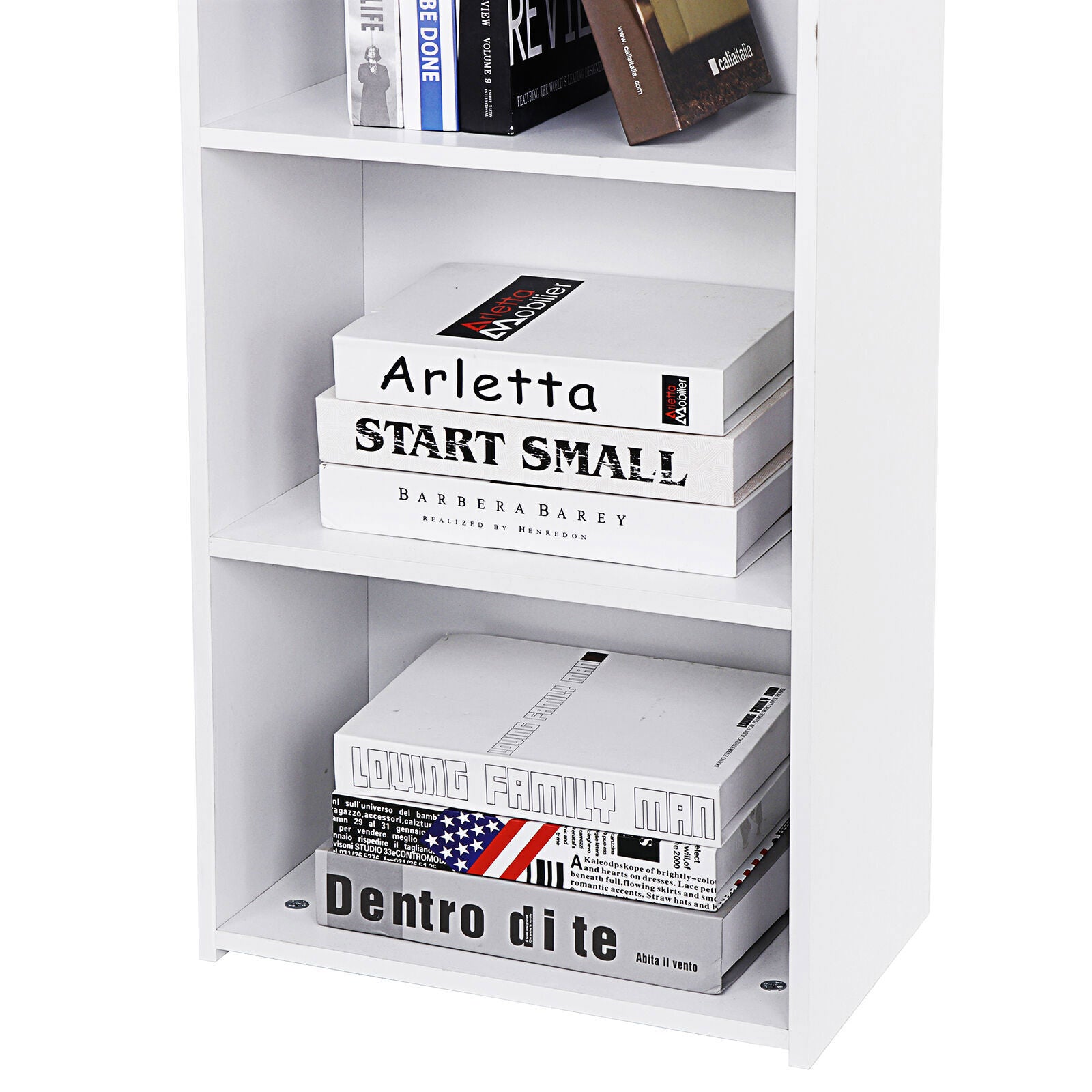 5-Tier Open Shelf Bookcase for Modern Home Storage – Reversible White Bookshelf for Living Room, Office, or Bedroom, Sturdy Wood Display Shelves