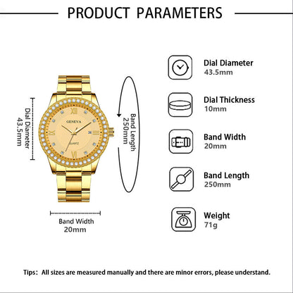 Men's Gold Quartz Watch | Waterproof Stainless Steel Classic with Diamond Accents | Luxury Business Gift for Husband, Friends & More