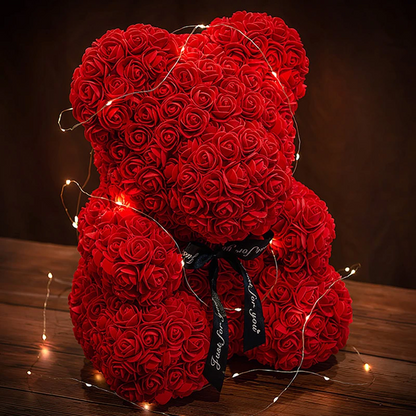 Teddy Bear Rose 10In Flower Rose Bear with Box ＆ Led Light Valentines Gift