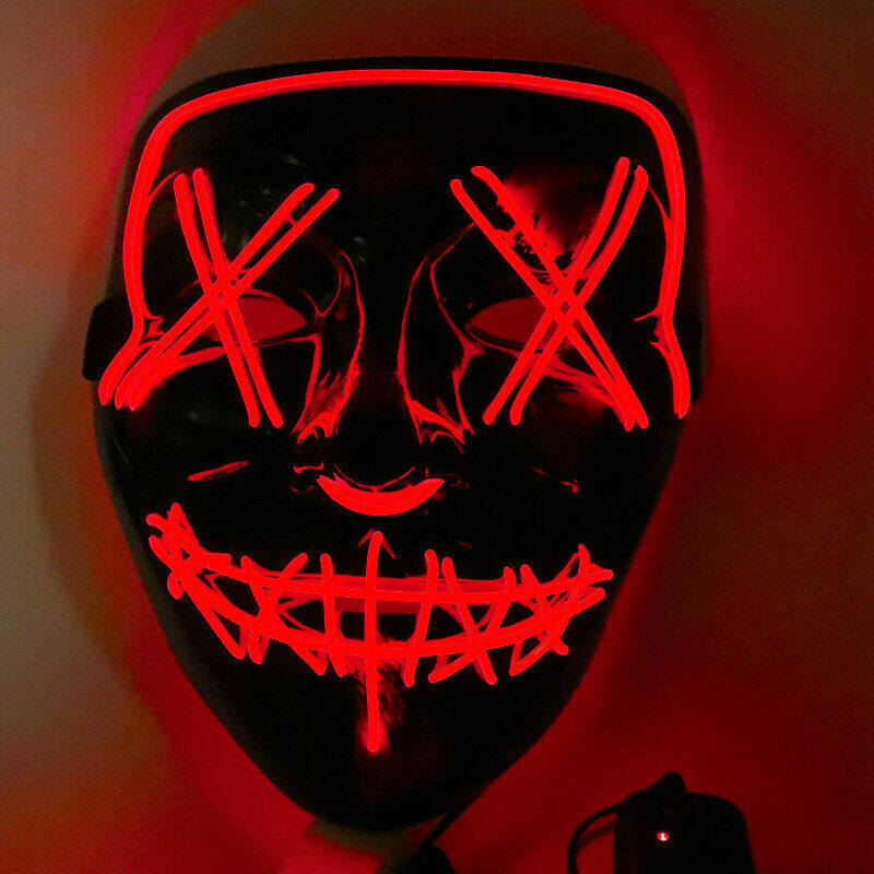 Halloween Clubbing Light up LED Mask Costume Rave Cosplay Party Purge 3 Modes