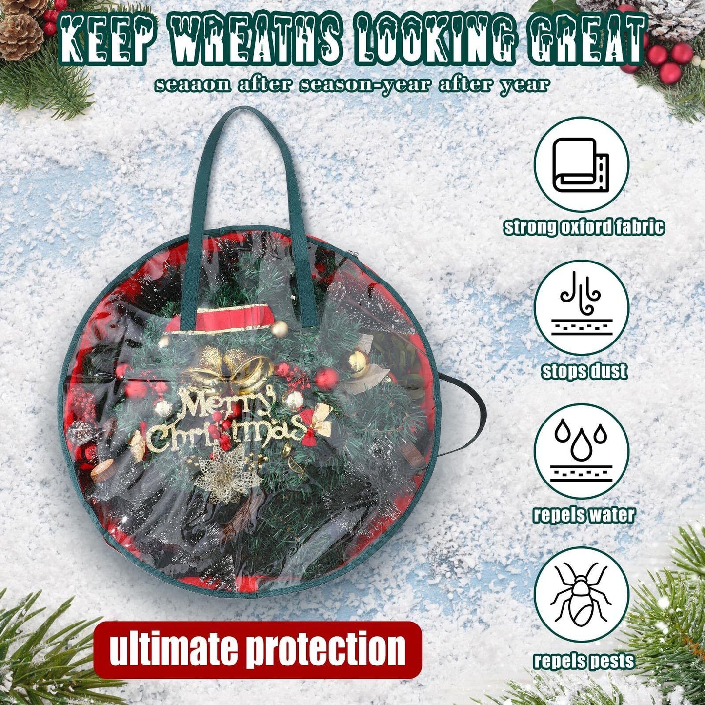 Clear Christmas Wreath Storage Bag 4 Pcs Christmas Wreath Storage Bag Clear Wreath Box Wreath Storage 