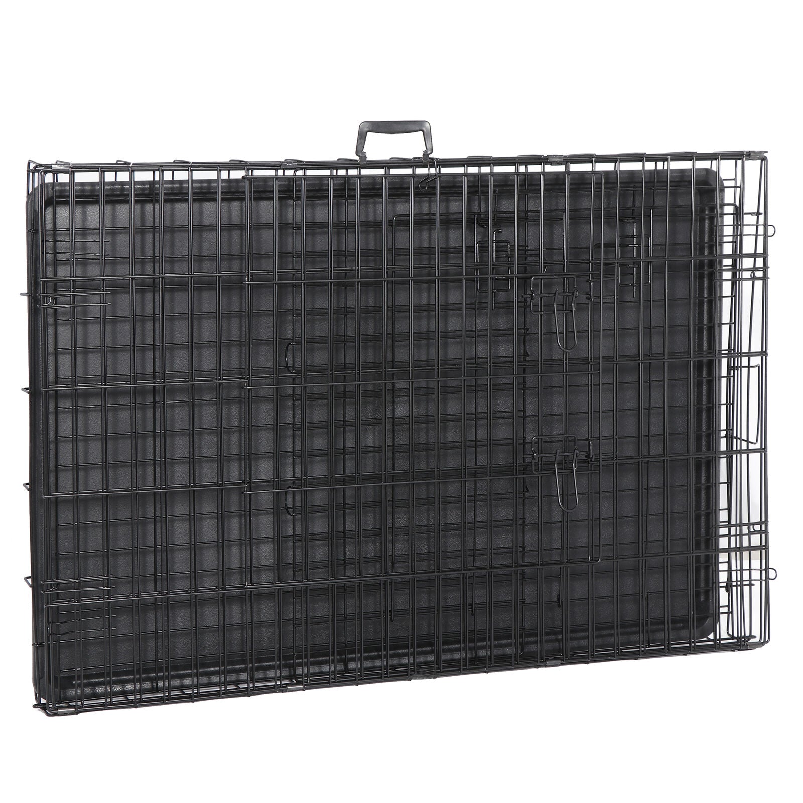 42" Folding Metal Dog Crate Kennel - Double Door Pet Cage with Tray, Secure Slide-Bolt Latches, Easy Clean & Travel Friendly Design for Dogs