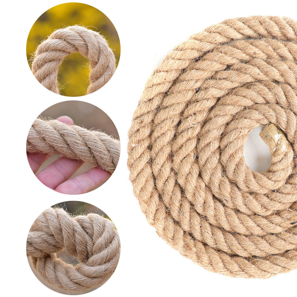 Natural Manila Rope for DIY Crafts, Wrapping, & Heavy-Duty Projects | Hemp Twine 4-Strand Thick Rope | Durable, Weather-Resistant, Eco-Friendly