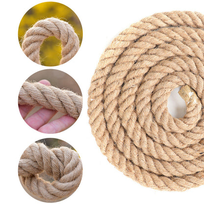 Natural Manila Rope for DIY Crafts, Wrapping, & Heavy-Duty Projects | Hemp Twine 4-Strand Thick Rope | Durable, Weather-Resistant, Eco-Friendly