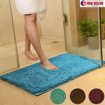 Soft Absorbent Bathroom Rug - Non-Slip Shaggy Bath Mat for Home, Quick-Dry Microfiber, Machine Washable Shower Floor Carpet, Durable & Stylish