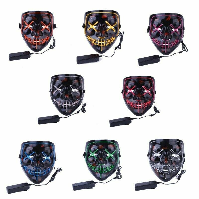 Halloween Clubbing Light up LED Mask Costume Rave Cosplay Party Purge 3 Modes