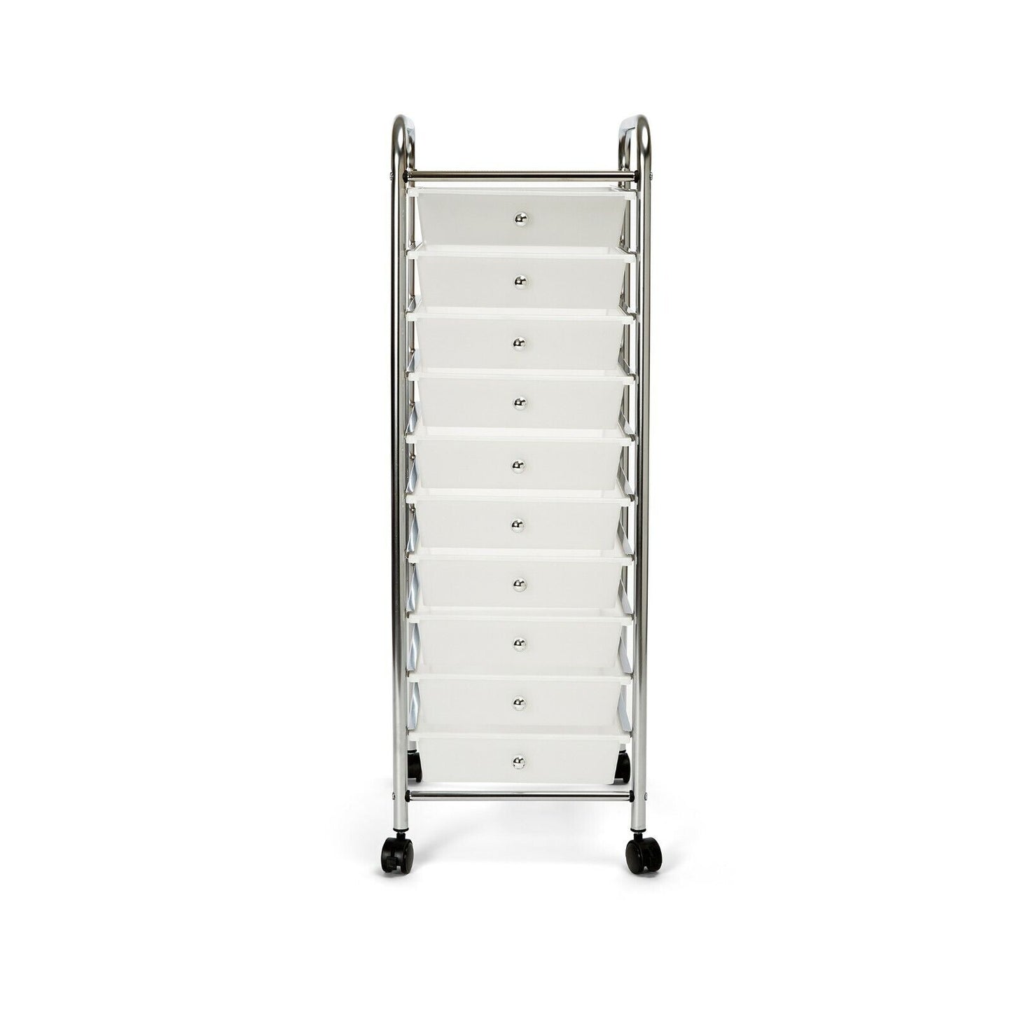 10-Drawer Organizer Cart with Chrome Finish | Classics Rolling Storage Cart for Home, Office, Crafts, and Classroom | Colorful & Versatile