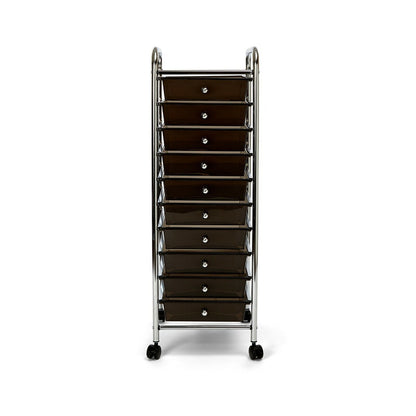 10-Drawer Organizer Cart with Chrome Finish | Classics Rolling Storage Cart for Home, Office, Crafts, and Classroom | Colorful & Versatile