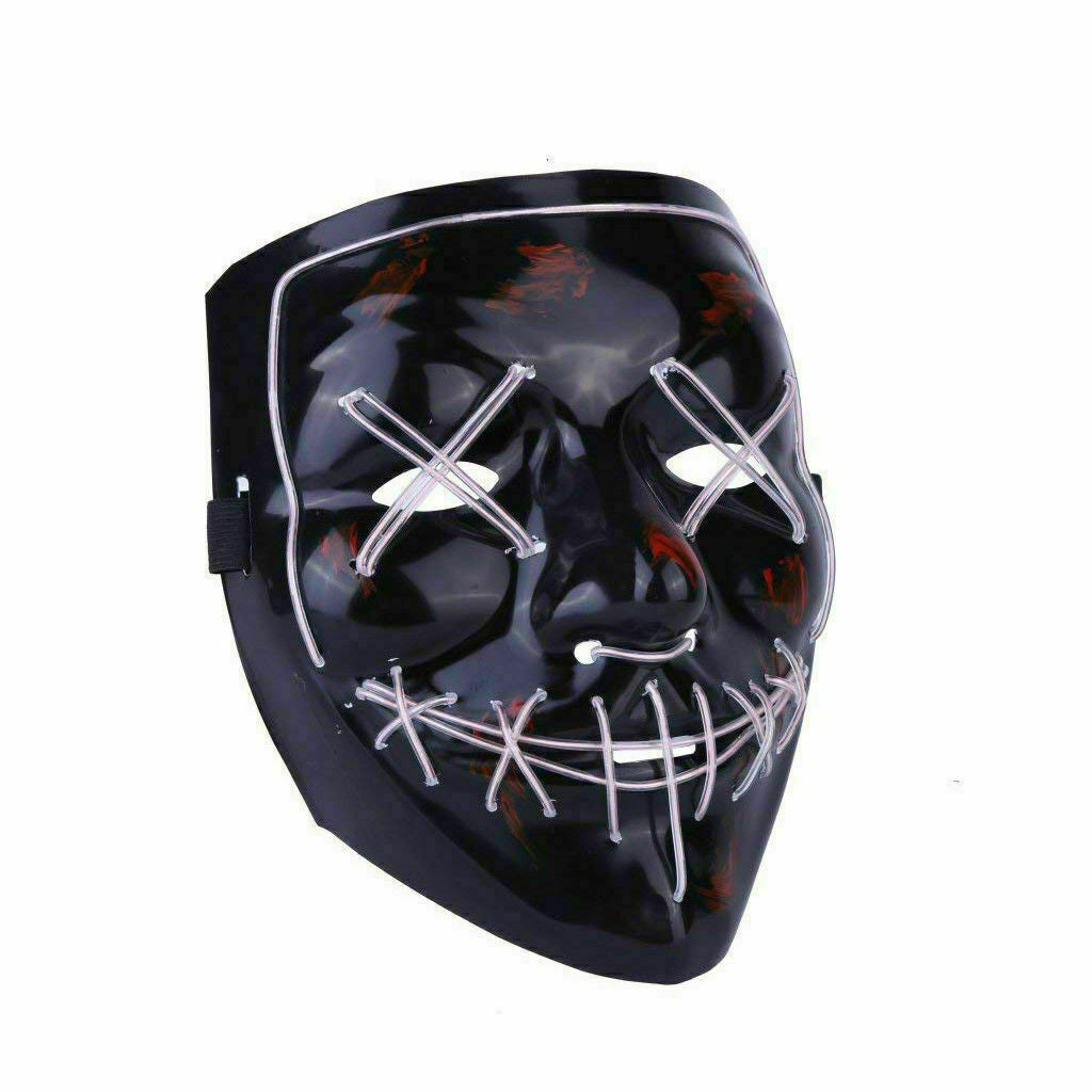 Halloween Clubbing Light up LED Mask Costume Rave Cosplay Party Purge 3 Modes