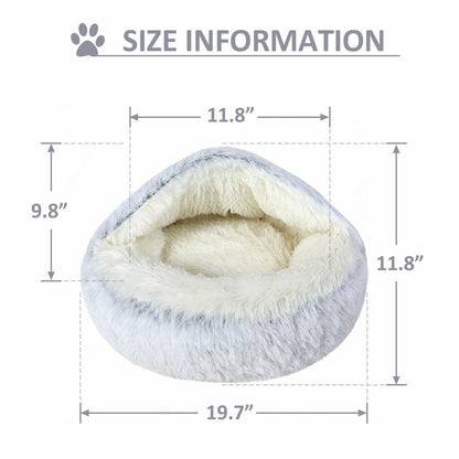 Comfortable Soft Plush Cat Bed Cave – Hooded Pet Bed for Cats & Small Dogs, Self-Warming, Machine Washable, Non-Slip Bottom, Ultra Cozy Design