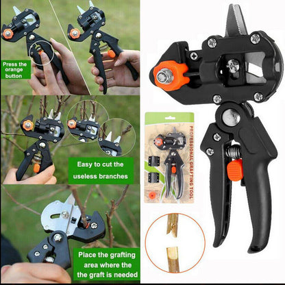 Best Grafting Tool for Fast & Easy Plant Grafting – 2-in-1 Pruner & Grafting Shears with Dual-Sided Carbon Steel Blades & Anti-Slip Grip