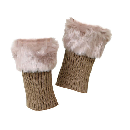 Women Winter Knitted Boot Cuffs Fur Knit Crochet Toppers Trim Socks Leg Warmer