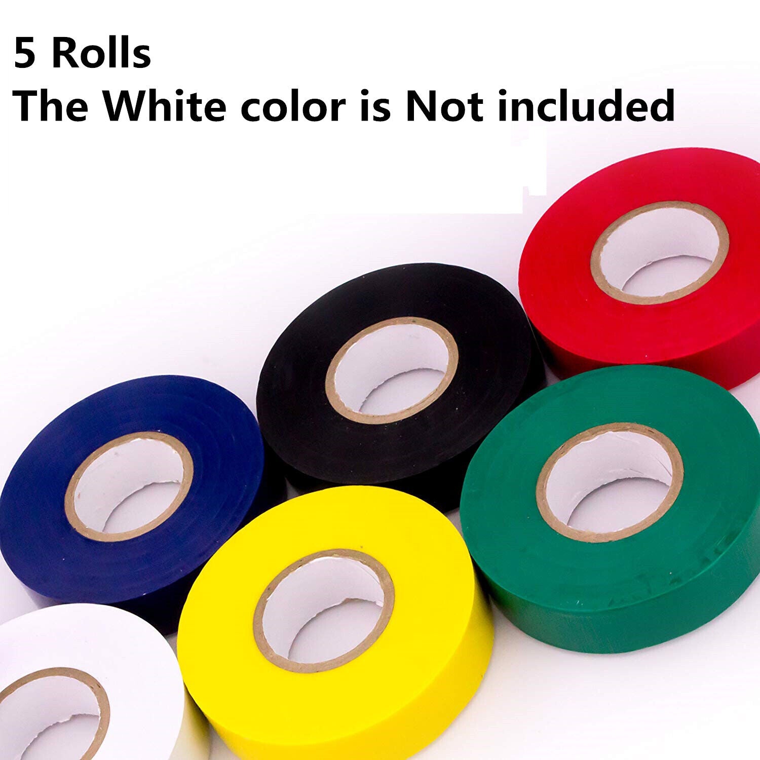 Multi Colored Electrical Tape 5-Pack | 0.7" Wide 32ft Rolls | Durable PVC Insulation Tape | Moistureproof, UV-Resistant | Perfect for Wiring & Repairs