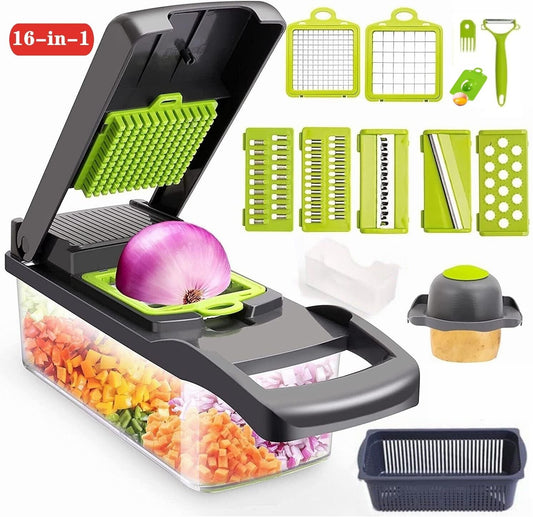 16-In-1 Vegetable Fruit Chopper Cutter Food Onion Veggie Dicer Slicer Kitchen