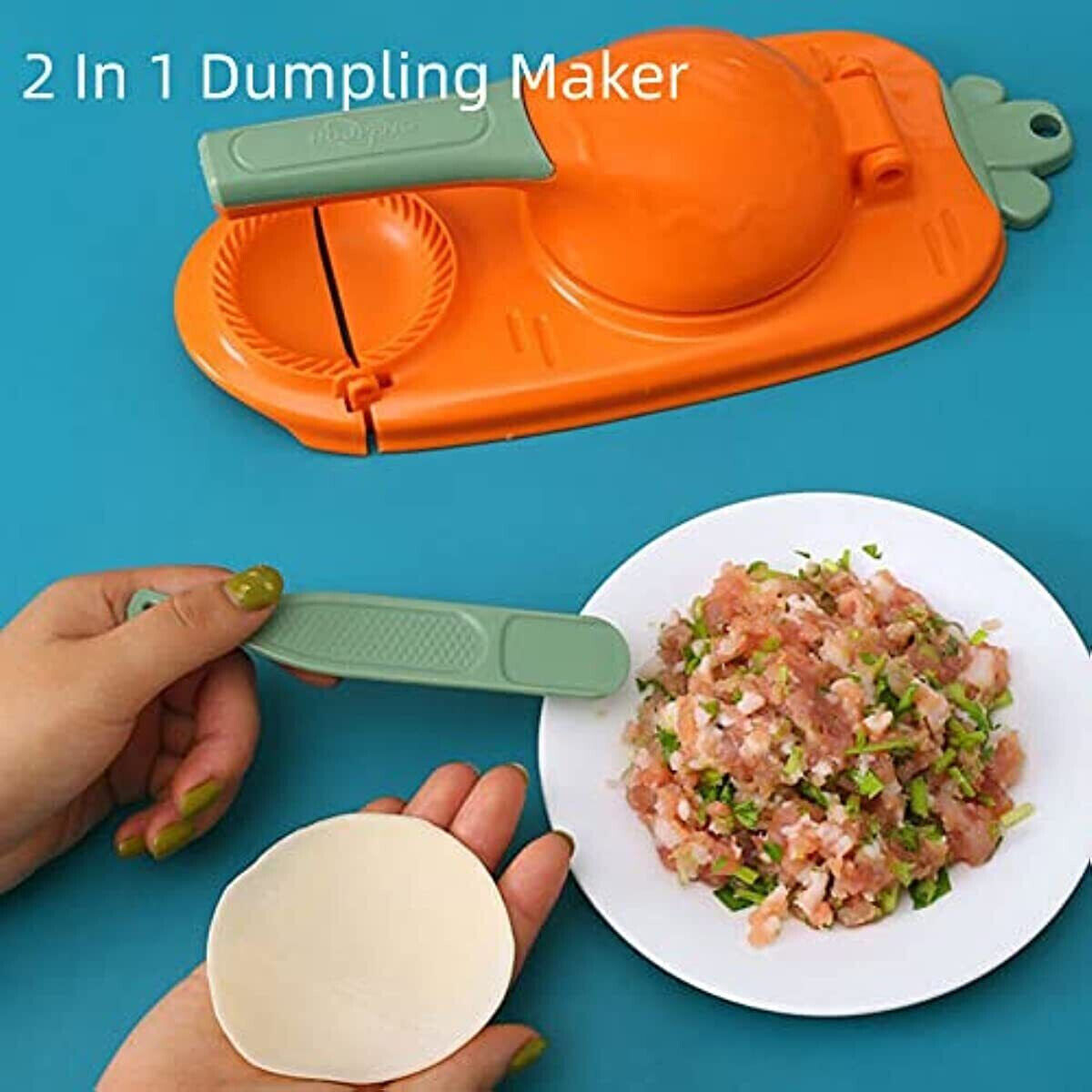 2-in-1 Dumpling Maker Easy DIY Dumpling Press & Skin Mold with Spoon Non-stick and Smooth Surface Traditional Kitchen Utensils Fruit Pie Machine