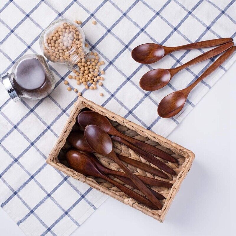 10-Piece Wooden Spoon Set, Long-Handle Natural Wood Utensils for Soup, Cooking & Non-Stick Cookware, Eco-Friendly & Durable Kitchen Must-Have!